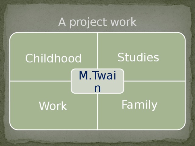 Childhood Work Family A project work Studies M.Twain 8